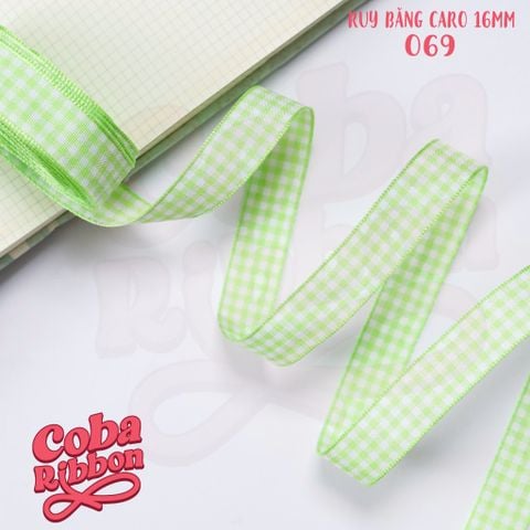  5 mét - Ruy băng hoạ tiết Caro cao cấp cỡ dây 16mm(1.6cm) chất dày dặn, loại 2 mặt 