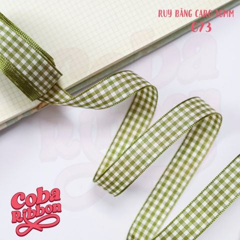  5 mét - Ruy băng hoạ tiết Caro cao cấp cỡ dây 16mm(1.6cm) chất dày dặn, loại 2 mặt 