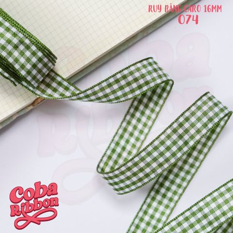  5 mét - Ruy băng hoạ tiết Caro cao cấp cỡ dây 16mm(1.6cm) chất dày dặn, loại 2 mặt 