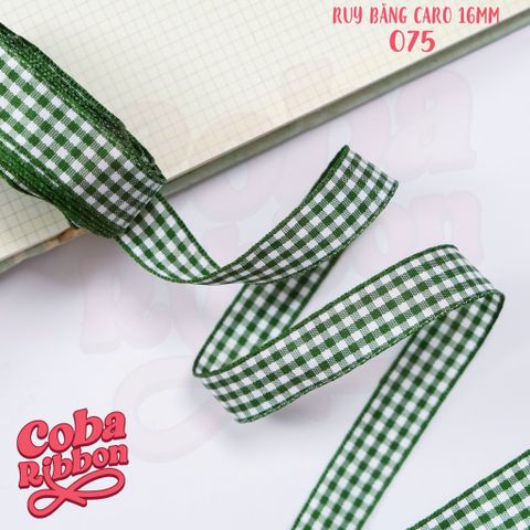  5 mét - Ruy băng hoạ tiết Caro cao cấp cỡ dây 16mm(1.6cm) chất dày dặn, loại 2 mặt 