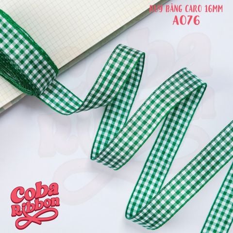  5 mét - Ruy băng hoạ tiết Caro cao cấp cỡ dây 16mm(1.6cm) chất dày dặn, loại 2 mặt 