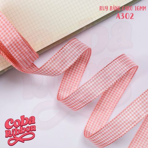  5 mét - Ruy băng hoạ tiết Caro cao cấp cỡ dây 16mm(1.6cm) chất dày dặn, loại 2 mặt 
