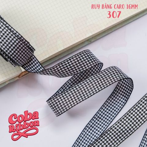  5 mét - Ruy băng hoạ tiết Caro cao cấp cỡ dây 16mm(1.6cm) chất dày dặn, loại 2 mặt 