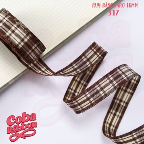  5 mét - Ruy băng hoạ tiết Caro cao cấp cỡ dây 16mm(1.6cm) chất dày dặn, loại 2 mặt 