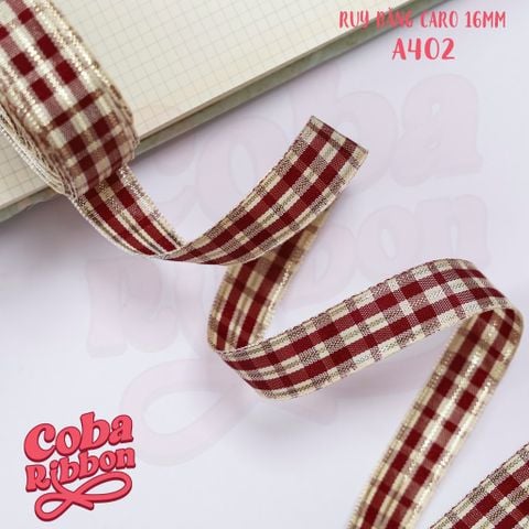  5 mét - Ruy băng hoạ tiết Caro cao cấp cỡ dây 16mm(1.6cm) chất dày dặn, loại 2 mặt 