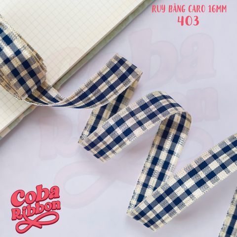  5 mét - Ruy băng hoạ tiết Caro cao cấp cỡ dây 16mm(1.6cm) chất dày dặn, loại 2 mặt 