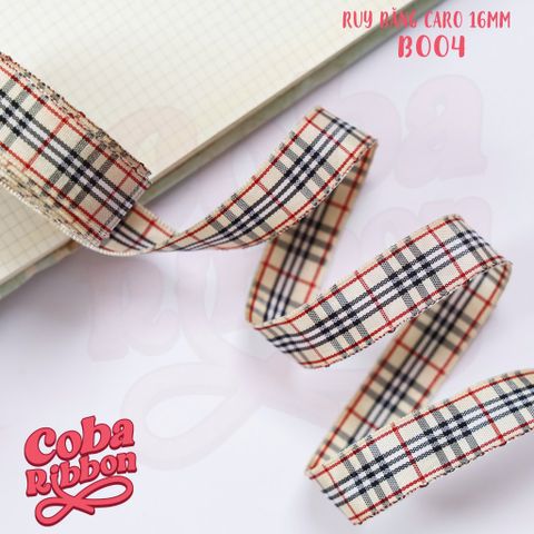  5 mét - Ruy băng hoạ tiết Caro cao cấp cỡ dây 16mm(1.6cm) chất dày dặn, loại 2 mặt 