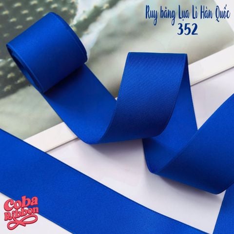 5 mét - Ruy băng lụa nhám lì Hàn Quốc 2 mặt dày dặn (Tone Xanh dương) 