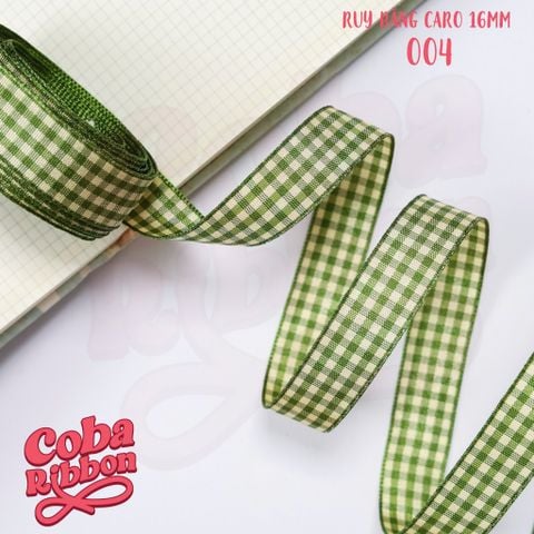  5 mét - Ruy băng hoạ tiết Caro cao cấp cỡ dây 16mm(1.6cm) chất dày dặn, loại 2 mặt 