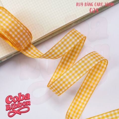  5 mét - Ruy băng hoạ tiết Caro cao cấp cỡ dây 16mm(1.6cm) chất dày dặn, loại 2 mặt 