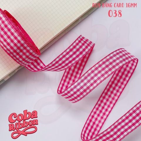  5 mét - Ruy băng hoạ tiết Caro cao cấp cỡ dây 16mm(1.6cm) chất dày dặn, loại 2 mặt 
