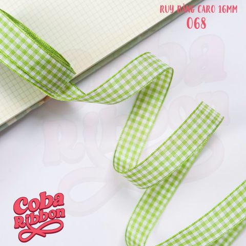  5 mét - Ruy băng hoạ tiết Caro cao cấp cỡ dây 16mm(1.6cm) chất dày dặn, loại 2 mặt 