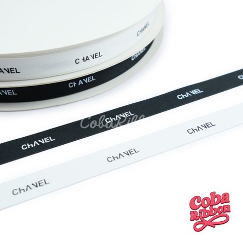  1 mét - Dây ruy băng lụa mờ in hoạ tiết chữ Chan€L, loại đẹp mềm mướt 