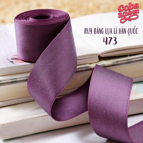  5 mét - Ruy băng lụa nhám lì Hàn Quốc 2 mặt dày dặn (Tone Xanh lá Tím) 