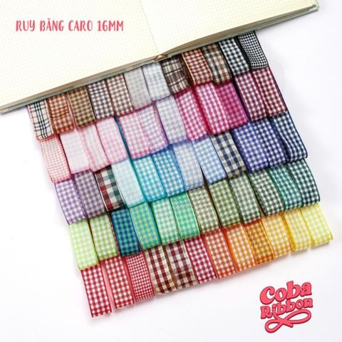  5 mét - Ruy băng hoạ tiết Caro cao cấp cỡ dây 16mm(1.6cm) chất dày dặn, loại 2 mặt 