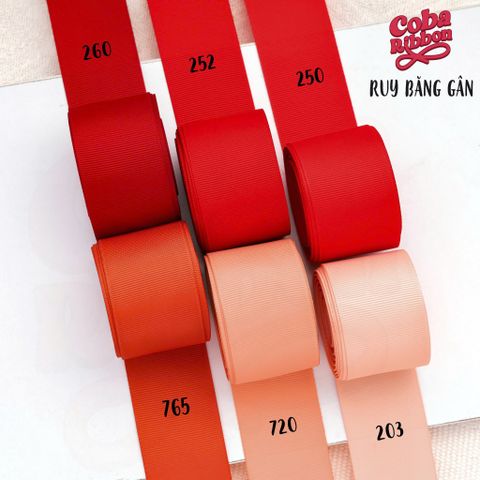  Ruy băng GÂN cao cấp 2 mặt dày dặn (Tone Đỏ) - Set 5 mét 