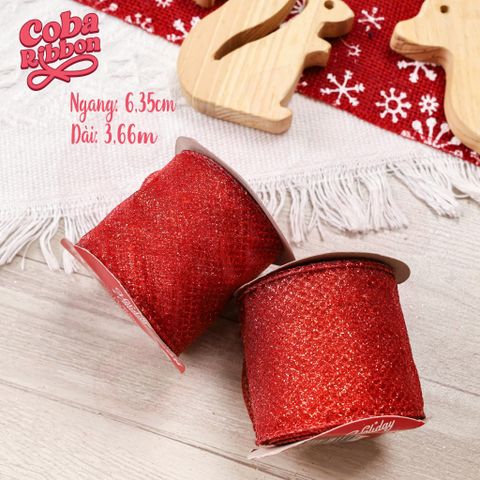  1 Cuộn - Ruy băng trang trí Giáng sinh, Noel, Xmas, Christmas, hoạ tiết bông tuyết 