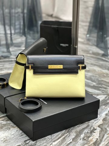  Túi YSL Manhattan Shoulder Bag Black And Cream Version 29CM Luxury 