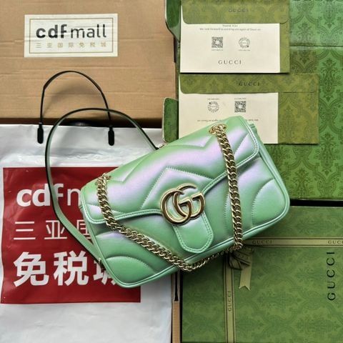  Túi Gucci Marmont Medium Leather Shoulder Bag Green Version 26CM Luxury 