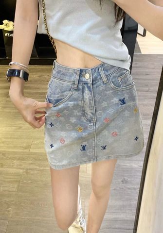  Váy LV New Jacquard Positioning Color Embroidered Skirt A-line 