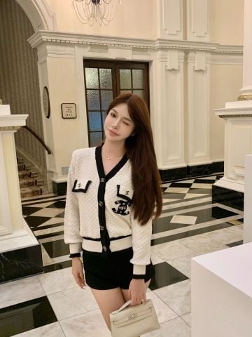  Áo Chanel 24ss Autumn New Simple 3D Knitted Cardigan 