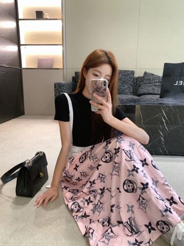  Váy LV Donkey's New Printed Strap Skirt Unique Splicing Design 