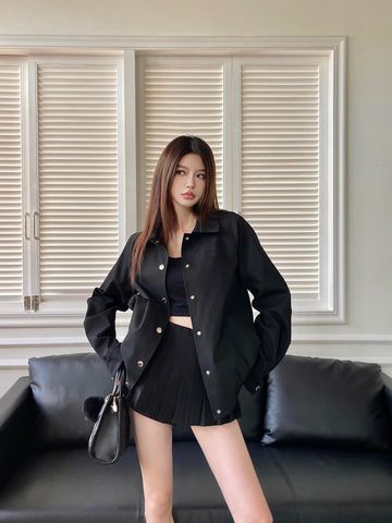  Áo Miu Miu 24SS New Early Autumn Logo Embroidered Casual Coat 