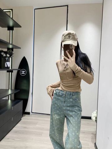  Quần LV 24SS Exclusive New Jacquard Wide Leg Pants 