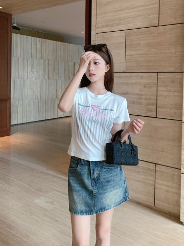  Áo Prada 24SS Short Tops Elastic Soft Fabric 