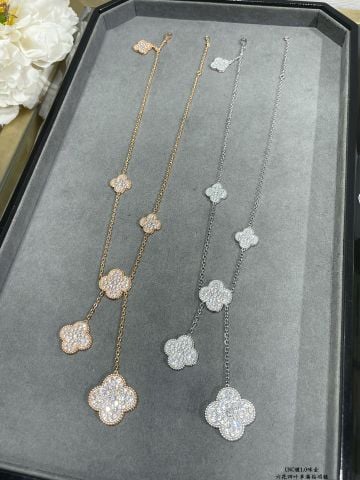  VCA High Grade Full Diamond Six Flower Four-leaf Clover Necklace 