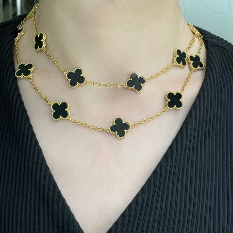  VCA High-grade Black Agate 20-flower Four-leaf Clover Necklace 