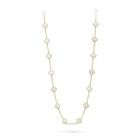  VCA High-grade White Mother-of-pearl 20-flower Four-leaf Clover Necklace 