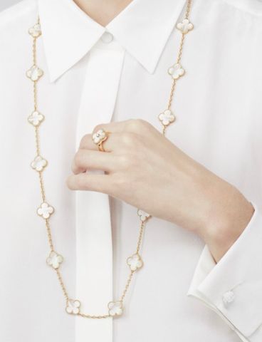  VCA High-grade White Mother-of-pearl 20-flower Four-leaf Clover Necklace 