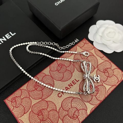  Chanel Bow Tassel Letter Pearl Necklace 