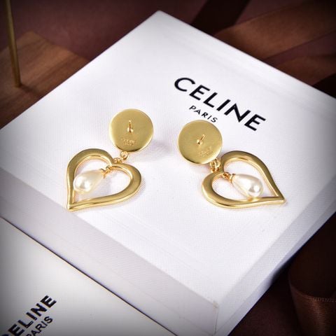  Celine Pearl Heart Earrings 