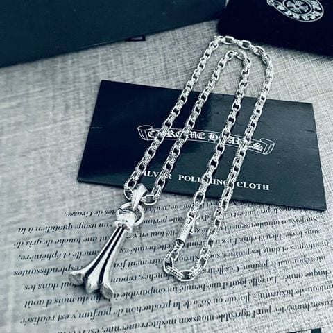 Chrome Hearts Retro Trumpet Pendant Cross Flower Necklace 