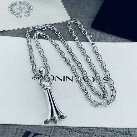  Chrome Hearts Retro Trumpet Pendant Cross Flower Necklace 