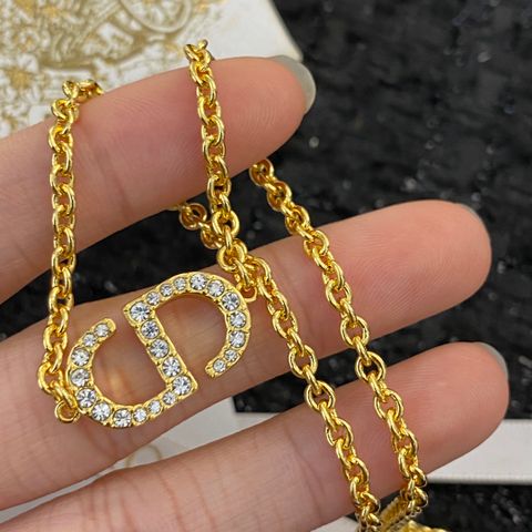  Dior Classic CD Rhinestone Necklace 