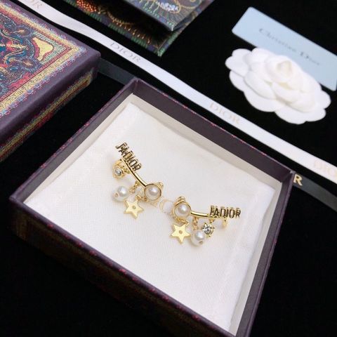  Dior Letter Pearl Butterfly Earrings 