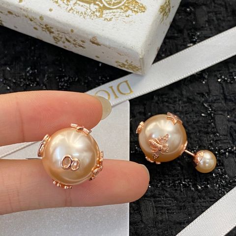  Dior AB Classic Double-bead Patch Earrings 