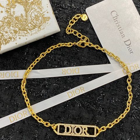  Dior Square Rhinestone Letter Necklace 