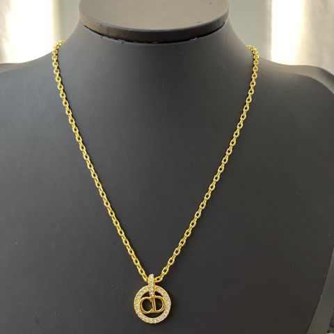 Dior Brass Material CD Pendant Necklace 