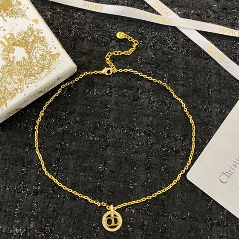  Dior Brass Material CD Pendant Necklace 