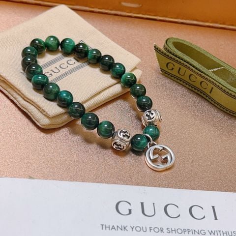  Gucci Anger Forest Series Double G Tiger Eye Stone Crystal Bracelet 