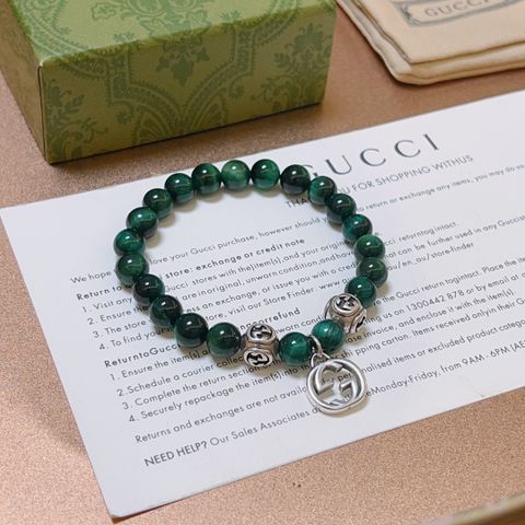  Gucci Anger Forest Series Double G Tiger Eye Stone Crystal Bracelet 