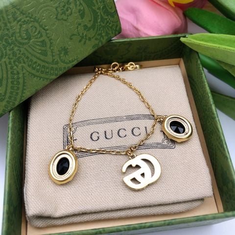 Gucci Double G Large Gemstone Bracelet 
