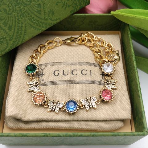  Gucci GG Fashion Color Diamond Bracelet 