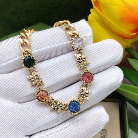  Gucci GG Fashion Color Diamond Bracelet 