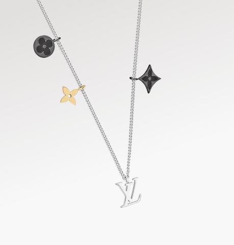  LV Instinct Necklace Hangs The LV letters 