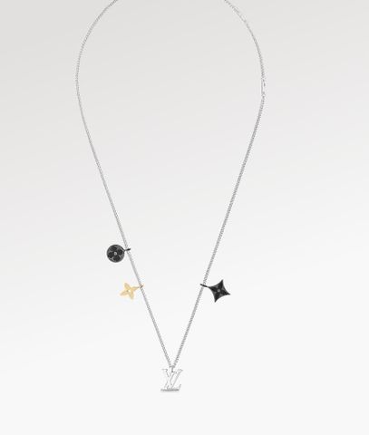  LV Instinct Necklace Hangs The LV letters 
